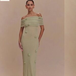 NWT Meshki Brynn Orchid Green Knit Maxi Dress